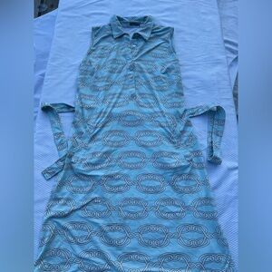 J. McLaughlin Light Blue and Navy Patterned Top